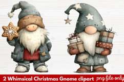 2 Whimsical Christmas Gnome Clipart | Cute Holiday Gnome PNG Product Image 1