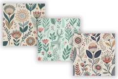 Scandinavian Folk Floral Seamless Patterns Bundle, Nordic Product Image 5