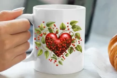 Christmas Hearts Watercolor Clipart, Christmas PNG Product Image 5