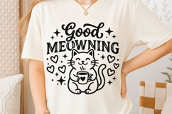 Good Meowning Svg, Funny Cat Pun Svg, Cat Lover Svg. Product Image 6
