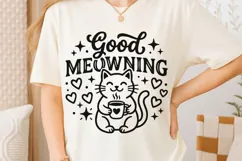 Good Meowning Svg, Funny Cat Pun Svg, Cat Lover Svg. Product Image 6