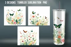 Watercolor Butterfly Tumbler Wrap Sublimation Designs |PNG Product Image 1