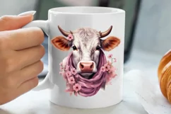 Beautiful Christmas Cow Clipart, Christmas Cow Clipart Product Image 5
