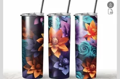 3D Flowers Summer 20 oz Skinny Tumbler full wrap Product Image 1