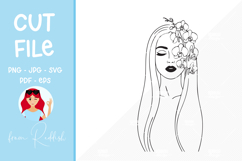 Woman portrait with flowers silhouette,cut file, T-shirt SVG Product Image 1