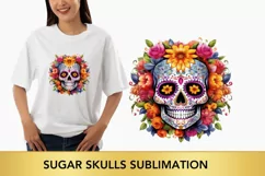 Sugar Skulls Sublimation, Day of The Dead png Product Image 1