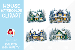 4 Cozy Watercolor House Clipart Product Image 1