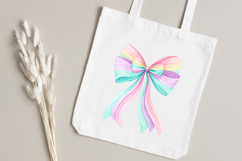 Pastel Rainbow Coquette Bow Clipart PNG Product Image 4