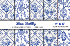 Blue Shabby Chic Chinoiserie Junk Journal JPG Product Image 1