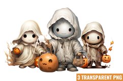 Watercolor Cute Ghosts Clipart, Watercolor Clipart Product Image 1