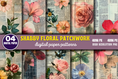 Shabby Floral Patchwork Collage Paper Bundle PNG Product Image 6