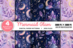 Mermaid Glam Seamless Digital Paper JPG Product Image 1