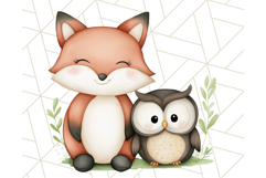 Cute Animal Friends Clipart PNG, Whimsical Spring Animal Duo Product Image 5