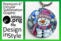 3D Stained Glass Snowman Keychan PNG Product Image 1