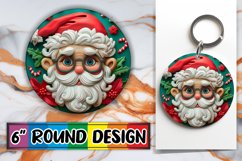 3D Santa Claus Round Keychain Design PNG Sublimation Product Image 1