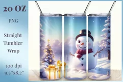 Sublimation Tumbler Wrap Christmas Cute Snowman / Png file Product Image 1
