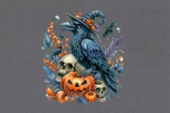 Watercolor Halloween Raven. PNG sublimation Product Image 3
