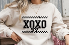 Black &amp; White Checkered Valentine Sublimation | XOXO Bow Product Image 2