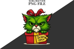 Funny Christmas green cat png design for T-shirts Product Image 2