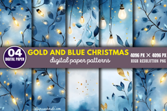 Gold and Blue Christmas Backgrounds PNG Product Image 1