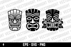 Tiki tribal wooden mask set and Tiki mug. Hawaiian tradition Product Image 5