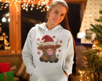 Crochet Yarn Christmas Highland Cow Png | Santa Cow Howdy Product Image 3