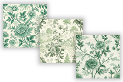Green Toile Digital Paper, Seamless French Floral Toile Product Image 5