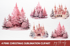 Pink Christmas Sublimation Clipart Product Image 1