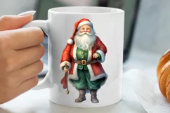 Watercolor Santa Claus Sublimation Clipart, Santa PNG Product Image 5
