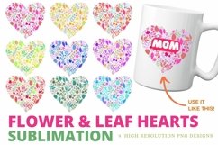 Flower & Leaf Hearts Motif Watercolor Clip Art Floral Set Product Image 1