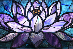 Stained glass artwork of a purple lotus flower Product Image 1