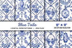 Blue Toile Digital Paper JPG Product Image 1