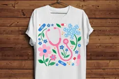 Floral Nurse Medical PNG, Stethoscope Flower Sublimation Product Image 5