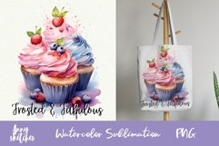 Cute Cupcake Sublimation | Dessert PNG | Watercolor Clipart Product Image 1