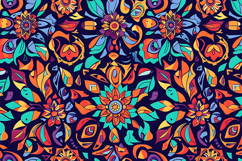 Vibrant Tribal Floral Psychedelic Pattern Background Product Image 1