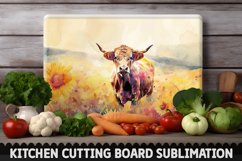 Highland Cow With Sunflowers Cutting Board Product Image 1
