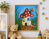 Fairy mushroom house print wall art whimsical fantasy nurser Product Image 5