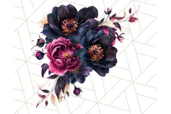Gothic Floral PNG, Dark Aesthetic Flowers Clipart Print Product Image 5