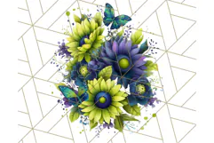 Sunflower and Butterfly PNG Clipart, Bright Jewel Tones Png Product Image 5