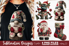 Preppy Rustic Christmas Patchwork Sublimation Designs Product Image 2