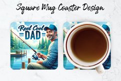 Reel Cool Dad Mug coaster | Coaster | Sublimation Design Product Image 1