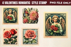 Valentines Romantic Retro Style Stamp Clipart PNG Product Image 1