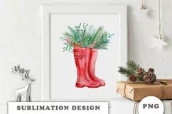 Winter Floral Rubber boots Clipart PNG Product Image 5