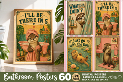Bathroom funny otters posters, Retro 60 Posters JPG Bundle Product Image 8