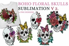 Boho Floral Skulls Sublimation V2 Set Witchy Spooky Designs Product Image 1