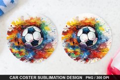 Soccer Ball Car Coaster - Coaster Sublimation Design Product Image 1