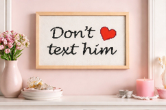 Cross stitch pattern don’t text him quote heart embroidery Product Image 5