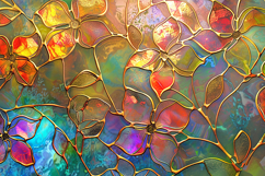Iridescent Stained Glass Floral Background with Golden Lines Product Image 1