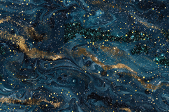 Midnight Teal Liquid Marble Gold Glitter Background Product Image 1