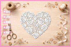 Paper Cut Floral Heart , Paper Cut Heart SVG Product Image 1